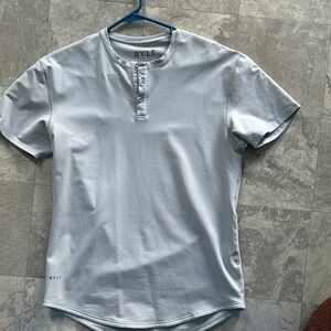 BYLT Basics Light Gray Short Sleeve Henley Shirt